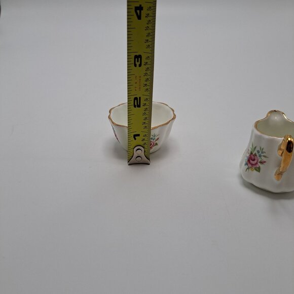 Vintage Sandford Fine Bone China Mini Creamer & Sugar Bowl Set Floral Gold Trim - Picture 10 of 13